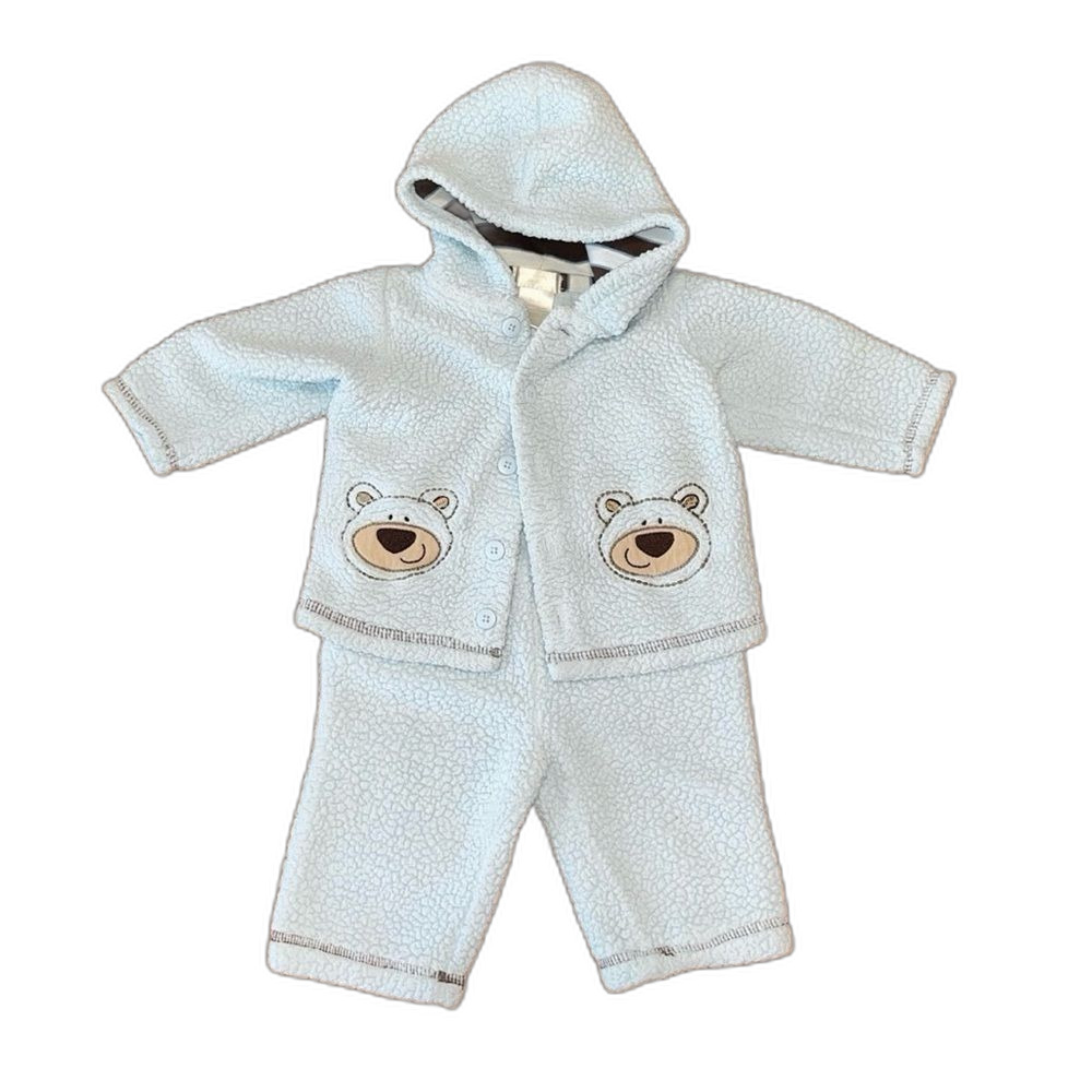 Sherpa fleece baby blue jacket & pant set boys 3-6 months